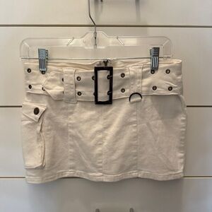 White Mini Skirt with Belt